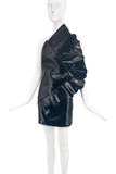 Saint Laurent by Anthony Vaccarello Black Patent Leather Pleated Ruffle Mini Dress Runway Fall 2017