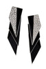 Saint Laurent Black Crystal 3 Tiered "Le Smoking" Earrings