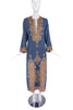 Vintage Blue Pearl Embellished Beaded Moroccan Tangier Kaftan Caftan