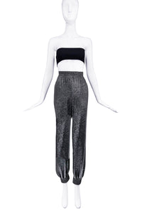 Saint Laurent Black Glitter Lurex Jogger Pants Runway Spring 2020