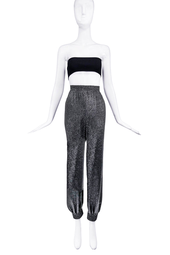 Saint Laurent Black Glitter Lurex Jogger Pants Runway Spring 2020
