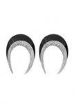 Saint Laurent Paris Black Resin and Crystal Half Moon Earrings