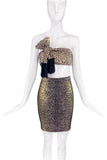Saint Laurent Paris Gold Lurex Brocade Leopard Print Pencil Skirt SS2014 - BOUTIQUE PURCHASE PRICE