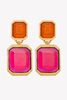 Saint Laurent Paris Gold Orange and Pink Gem Stone Gripoix Gold Statement Earrings