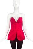 Saint Laurent Rive Gauche Red Satin Heart Bustier Top