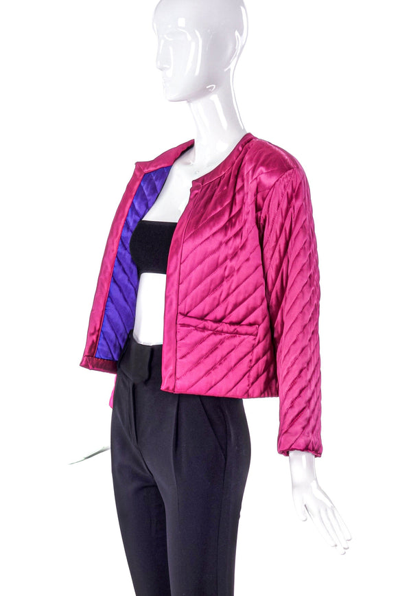 Yves Saint Laurent Pink Satin Quilted Jacket - BOUTIQUE PURCHASE PRICE
