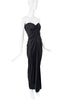 Saint Laurent Black Silk Jersey Stretch Ruched Draped Maxi Skirt