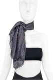 Saint Laurent YSL Gray Metallic Glitter Lurex Square Scarf Raw Edges