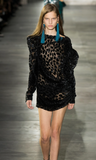 Saint Laurent by Anthony Vaccarello Sheer Velvet Leopard Print Puff Sleeve Dress Spring 2017 Runway