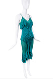 Saint Laurent 2004 Teal Green Ruffle Dress