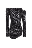 Saint Laurent by Anthony Vaccarello Sheer Velvet Leopard Print Puff Sleeve Dress Spring 2017 Runway