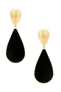 Saint Laurent Black Gold Tear Drop Hour Glass Velvet Earrings