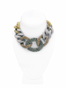 Saint Laurent YSL Gold Multicolor Textured Crystal Chain Link Necklace