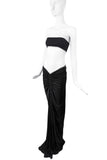 Saint Laurent Black Silk Jersey Stretch Ruched Draped Dress Gown