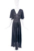 Saint Laurent Black Lurex Glitter Sheer 70's Style Capelet Sleeves Gown