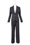 Saint Laurent YSL Tom Ford Black Razor Thin Pin Stripe Single Button Wide Leg Cuff Suit Spring 2001