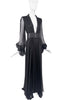 Saint Laurent Black Chiffon Tuxedo Neckline Billowing Sleeve Gown Spring 2013