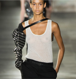 Saint Laurent Black Gold Beaded Striped Sleeve Harness Runway