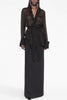 Saint Laurent Black Sheer Chiffon Hooded Shirt Cuff Jacket Top