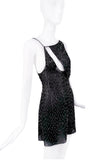 Saint Laurent Black Silk Slash Cut Out Beaded Mini Dress