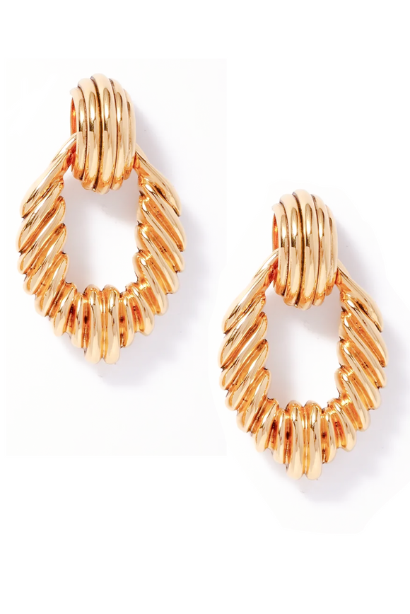 Saint Laurent Gold Ripped Door Knocker Earrings