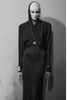 Saint Laurent Black Cut Out Long Sleeve Shoulder Padded Hooded Dress Gown