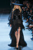 Saint Laurent Black Silk Chiffon Bow Blouse and Lace Ruffle Maxi Skirt Gown Dress Spring 2013