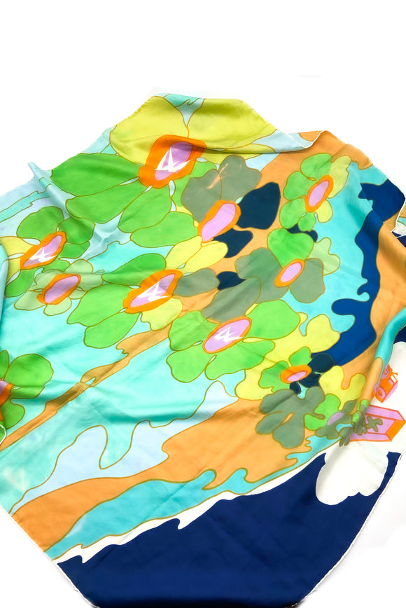 Vintage Multi-Color Psychedelic Print Scarf
