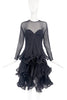 Scassi Black Floating Chiffon Cocktail Dress