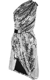 Carven Silver Sequin One Shoulder Dress