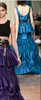 Alberta Ferretti Teal Blue Metallic Tiered Ruffle Gown Dress SS2017