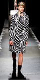 Versus Versace Black & White Zebra Print Tank Top & A Line Skirt with Lion Medallion Details Resort2014
