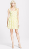 Christopher Kane White and Neon Yellow Eyelet Lace Dress