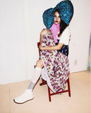 Cheng-Huai Chuang Turquoise Sequin and Black Leopard Print Oversize Neck Bow