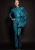 Cheng-Huai Chuang Turquoise Sequin and Black Leopard Print Oversize Neck Bow