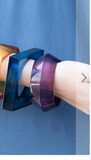 Vintage Lucite Large Bracelet Collection Square Round Shape Neon Yellow, Tangerine, Turquoise, Sapphire Blue, Violet, Ombre and Clear