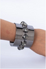 Givenchy Gunmetal Chrome and Diamond Stud Huge Cuff Bracelet
