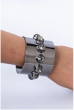 Givenchy Gunmetal Chrome and Diamond Stud Huge Cuff Bracelet