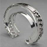 Christian Dior Clear Lucite Cuff Bracelet with Silver Chain Logo Detail FW2004