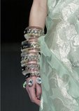Christian Dior Clear Lucite Cuff Bracelet with Silver Chain Logo Detail FW2004