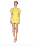 Marc Jacobs Bright Yellow Lace Mini Dress with Sequin Embellishment