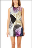 Philip Lim Multi color Gold Lavender Blue Silver Black Sequin Patchwork Dress