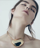 Xenia Bous Gold Metallic Big Stone Choker Necklace - BOUTIQUE PURCHASE PRICE