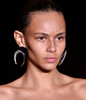Saint Laurent Paris Black Resin and Crystal Half Moon Earrings