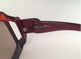 Christian Dior Black Red Burgandy Oversized Square 1970's D07 Sunglasses