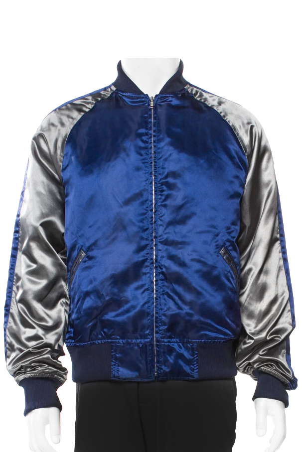 Comme Des Garcons Blue Gray Satin Bomber Jacket