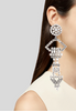 Saint Laurent Silver Crystal Extra Long Single Geometric Runway Earring