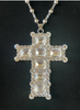 Dolce & Gabbana Silver Crystal Encrusted Cross Rosary Necklace