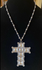 Dolce & Gabbana Silver Crystal Encrusted Cross Rosary Necklace