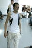 Helmut Lang Grey Black Abstract Graphic Print Tank Top Spring Men's 2003 Runway
